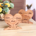 Wooden Heart Puzzle Custom 1-8 Name engraved text